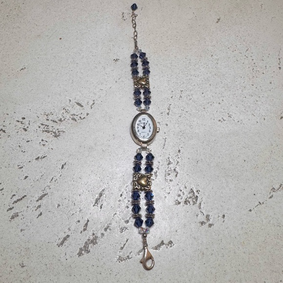 Vintage Geneva Blue Beaded Watch Bracelet main image 4